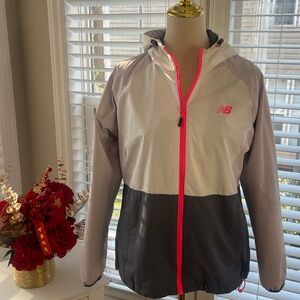 New Balance Women's White and Gray Ski Jacket with Pink Accents